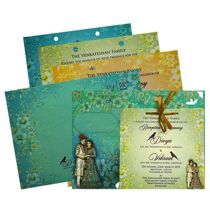 Green Bride Groom MDF Wedding Card-KNKO7603