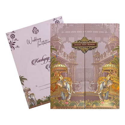 Lavender Palace Elephant Wedding Card-KSH73070