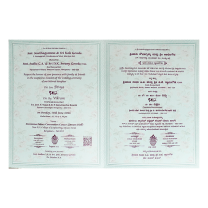 Blue Floral Laser-Cut Wedding Bag Card-KNAS3103