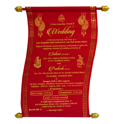 Red Satin Marriage Scroll Card-King of Cards