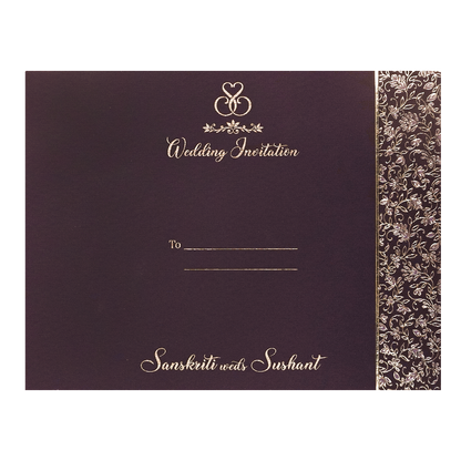 Purple Gold Floral Padded Wedding Card-KSI64340