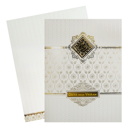 Classic White &amp; Gold Floral Wedding Card-KNJS2091