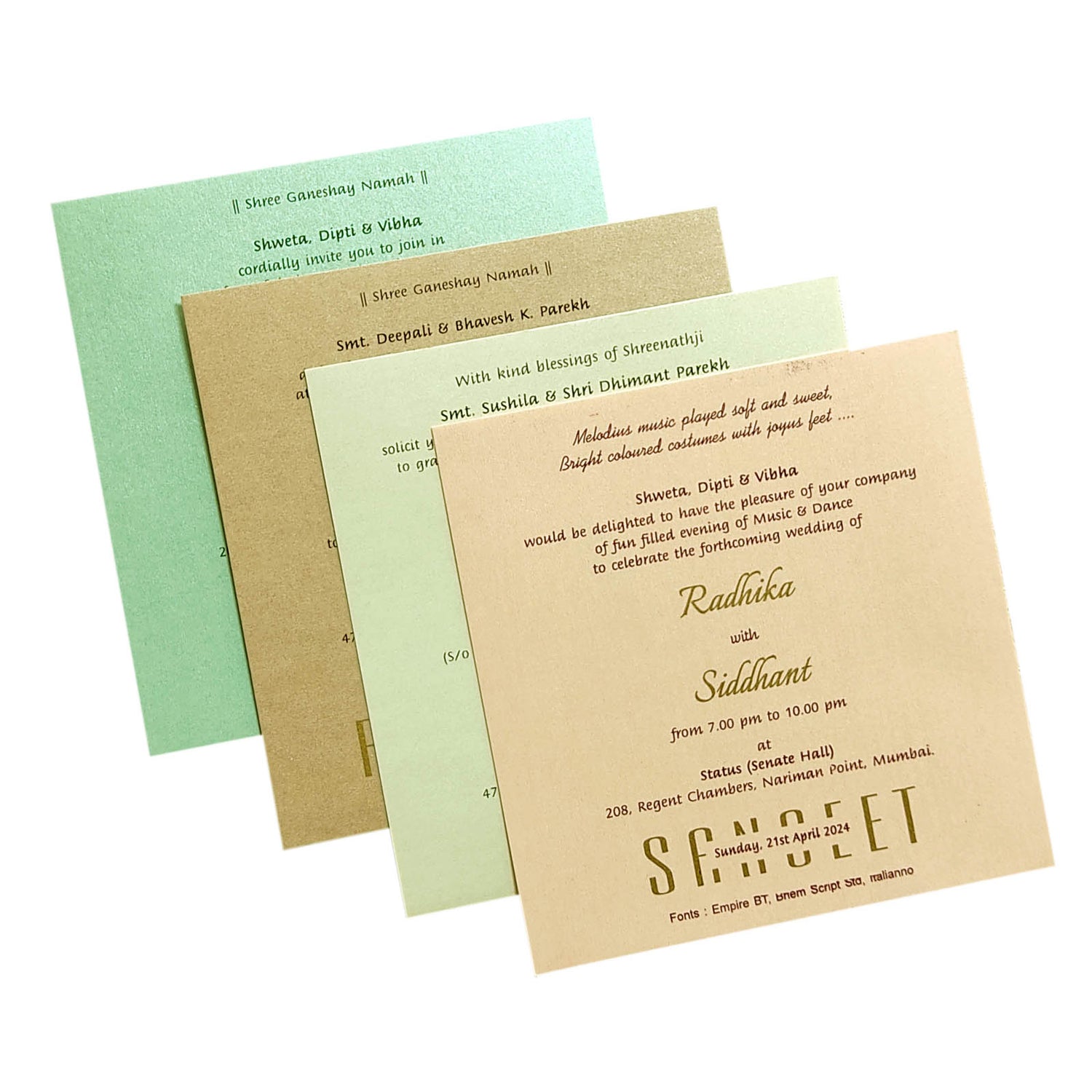 Cream Floral Design Invitation Card-KRC29471