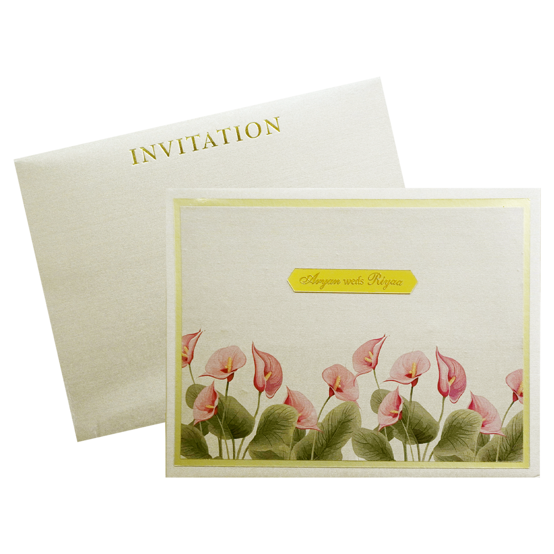 Metallic Light Brown Wedding Card-Krc30750