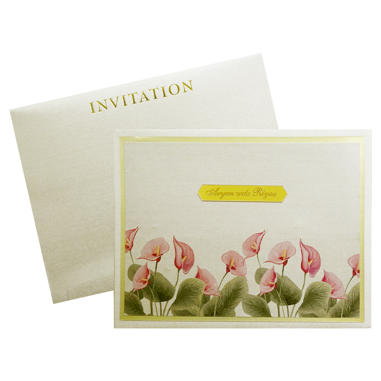 Metallic Light Brown Wedding Card-Krc30750