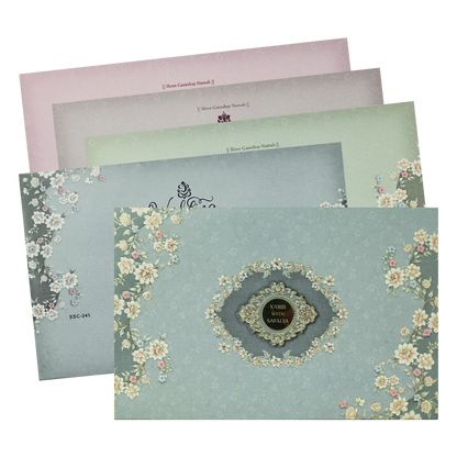 Check out Blue Floral Padded Wedding Card at best price.✅WhatsApp Support ✅Express Delivery.