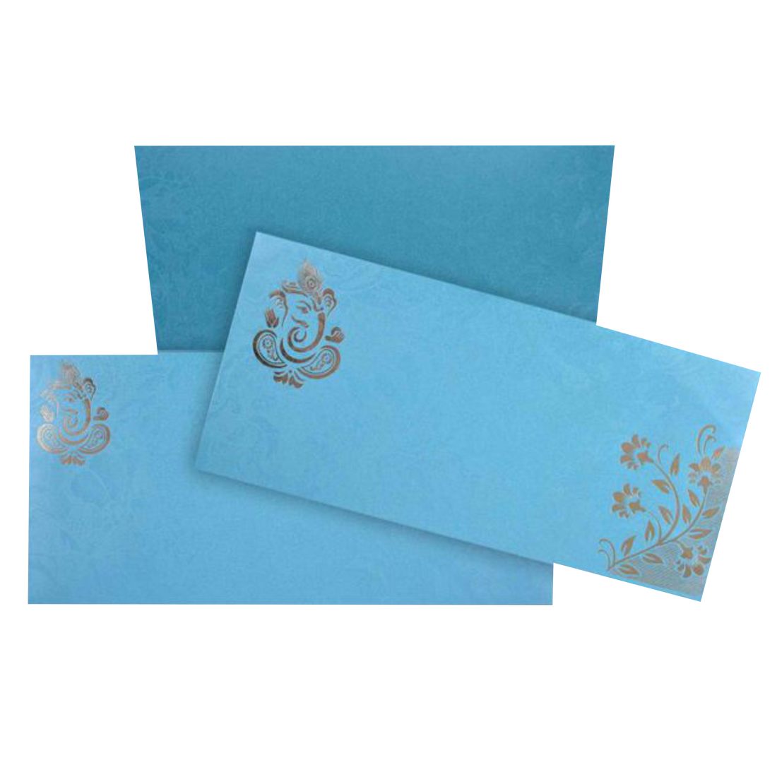 Light Blue Floral Metallic Invitation Card