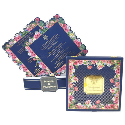 Royal Blue Premium Acrylic Box Invitation - KNKUP049