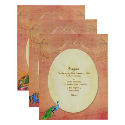 Beige Premium Padded Wedding Card-KBM04810