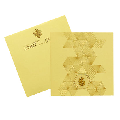 Cream Geometric Design Invitation Card-KRC29492