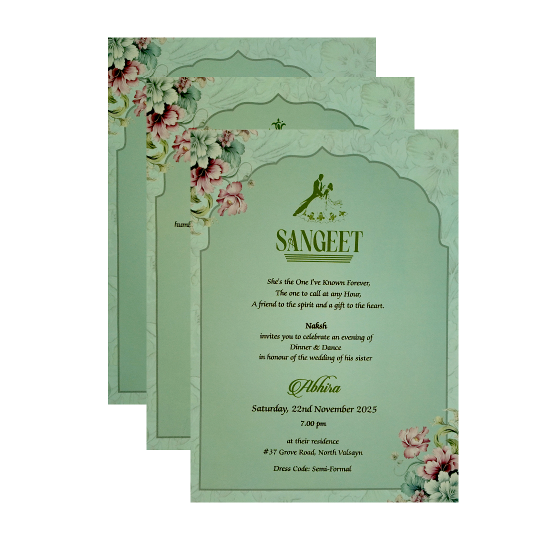 Light Green Floral Wedding Card-KPR09710