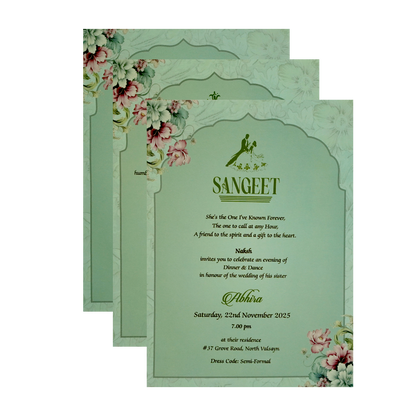Light Green Floral Wedding Card-KPR09710