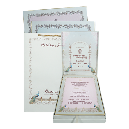 White Floral Arch Wedding Invitation Box-KMMEX8290