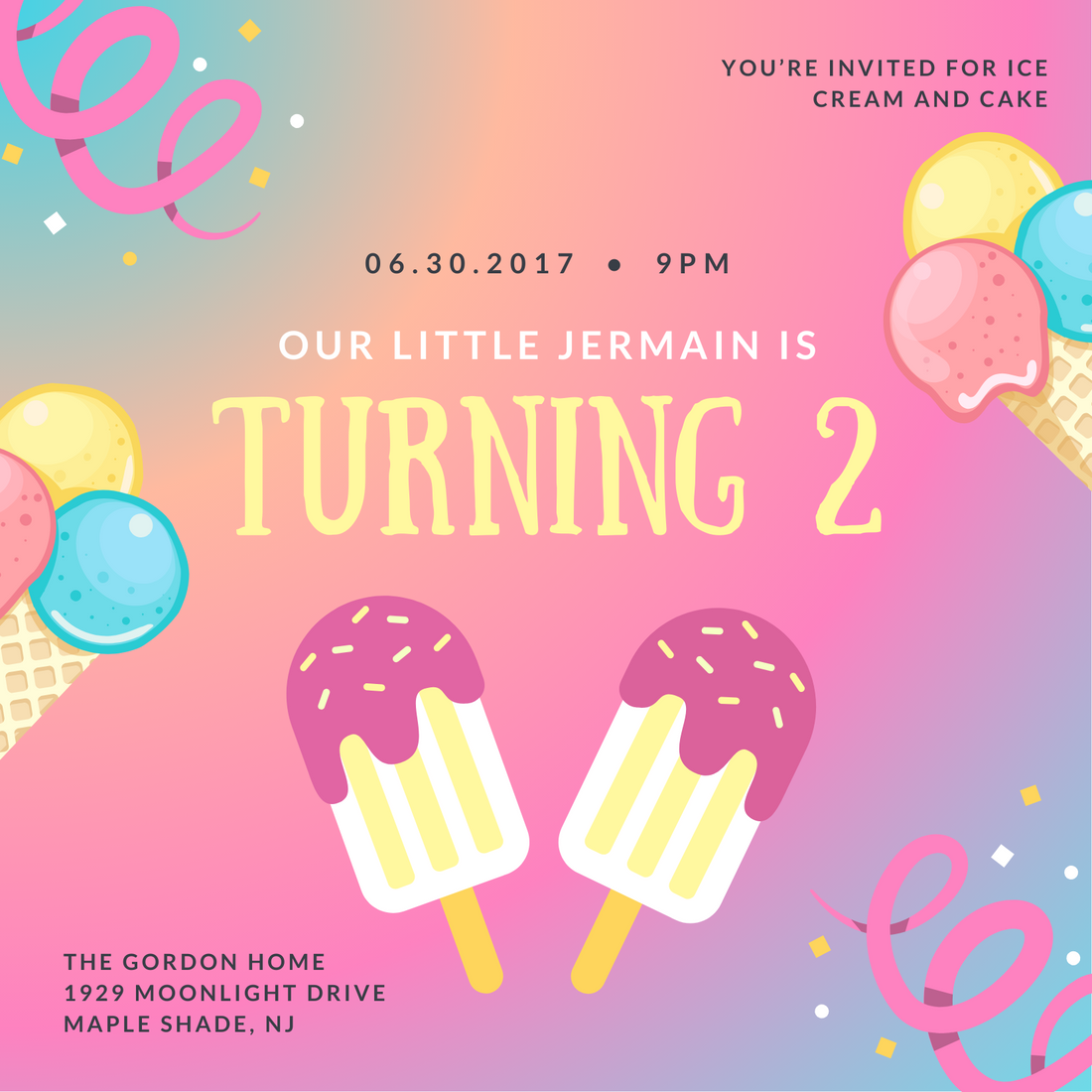 Pink Charming Cake &amp; Sweets Invitation-AACAS002