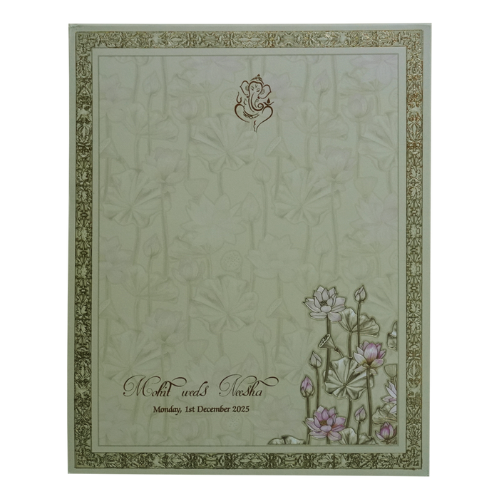 Cream Laser Cut MDF Premium Wedding Card-King of Cards