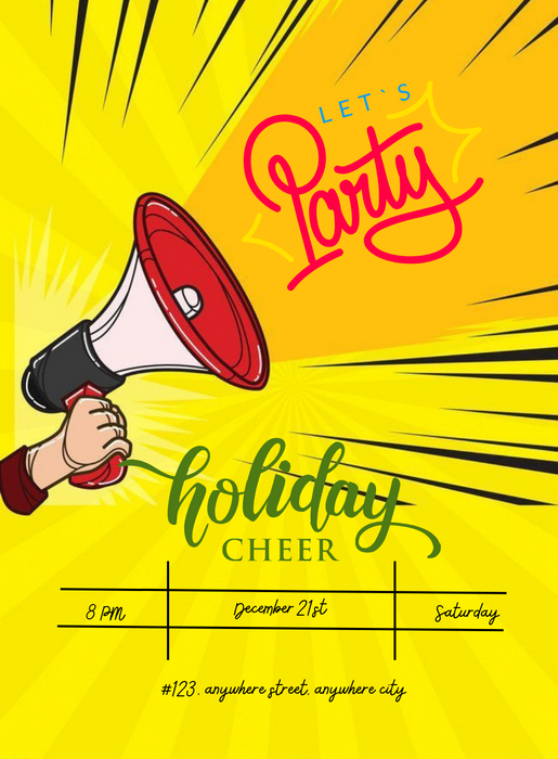 Yellow Announce holiday party Invitation-AAHOP005