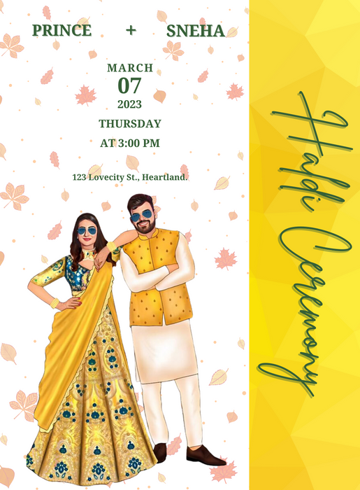 Yellow Bliss Haldi Cremony Invitation-AAHCI021