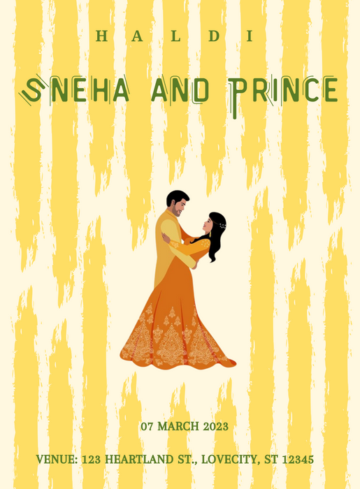 Yellow Couple Haldi Cremony Invitation-AAHCI020