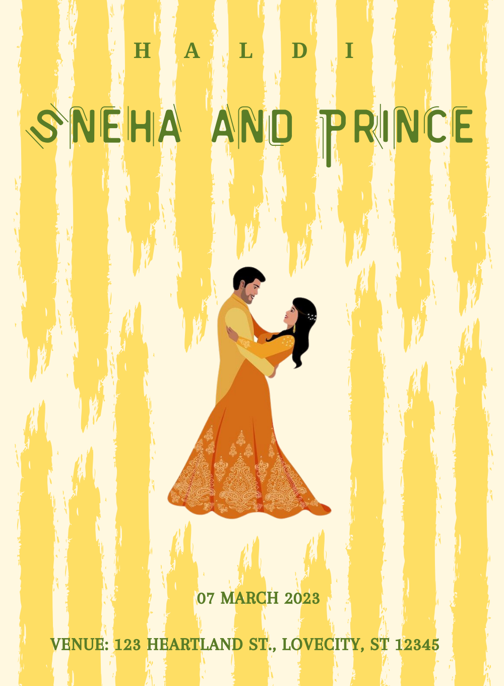 Yellow Couple Haldi Cremony Invitation-AAHCI020