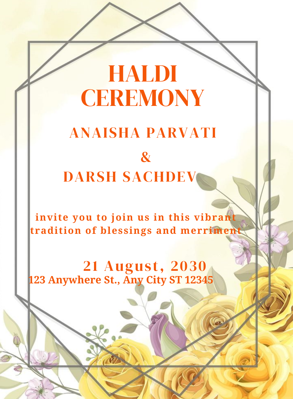 Yellow Sun-Kissed Haldi Ceremony Invitations-AAHCI032