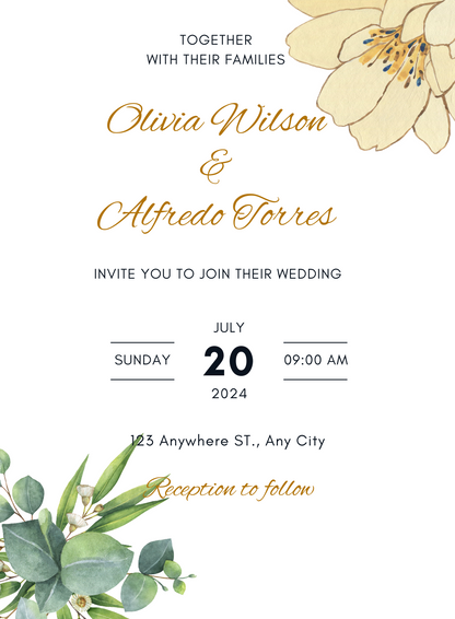 Yellow Watercolor Christian Wedding Invitation-AACWI024