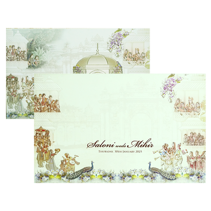 Lime Yellow Royal Traditional Wedding Card-KPR23860