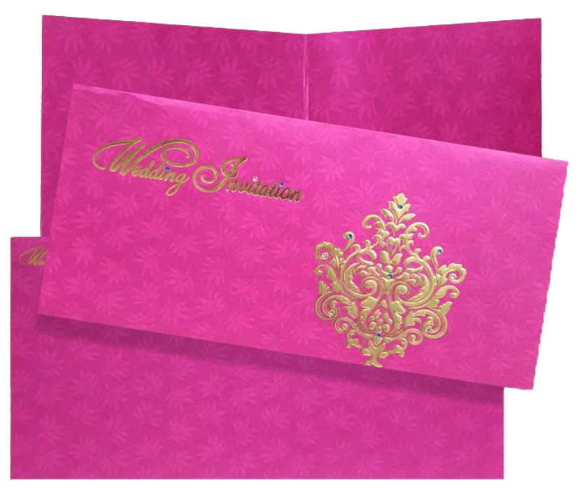 Romantic Pink Shading With Blossom Design Wedding Card - KNKZ0340