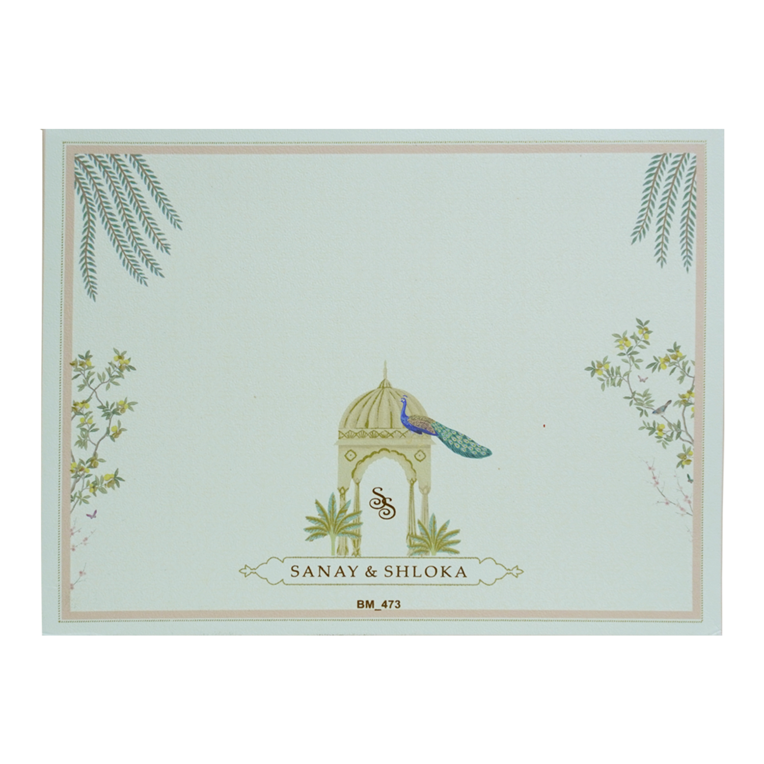 Peach Flower Padded Wedding Card Design-KBM04730