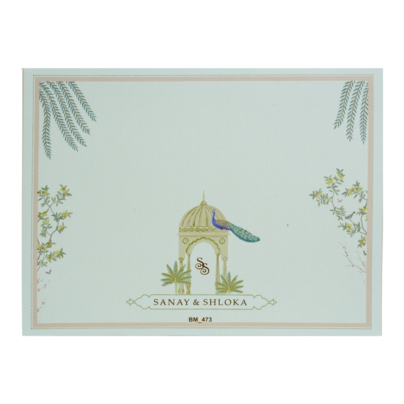 Peach Flower Padded Wedding Card Design-KBM04730