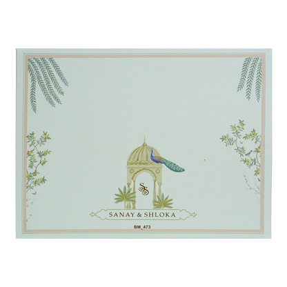 Peach Flower Padded Wedding Card Design-KBM04730