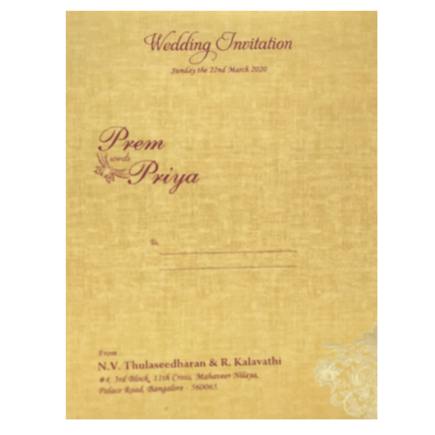 Brown Gold Premium Padded Stiff Board Invitation Card-KNPS9501N