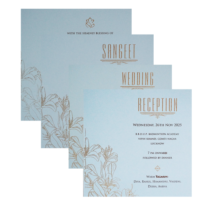 Light Blue Floral Nameplate Wedding Card Design-King of Cards