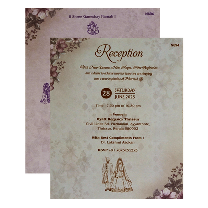 Ash Grey Floral Design Invitation-KVN06940