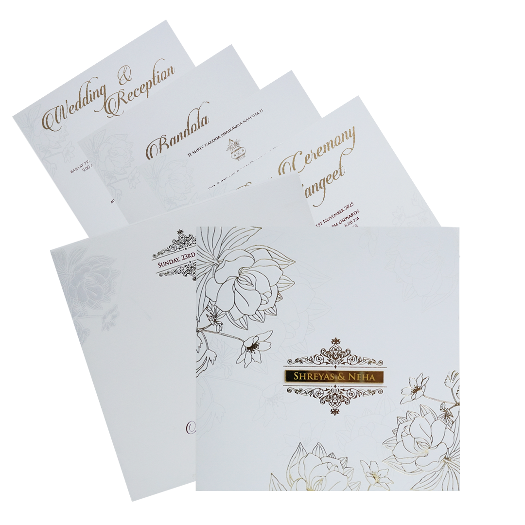 White Elegant Floral Wedding Invitation-KPR05020