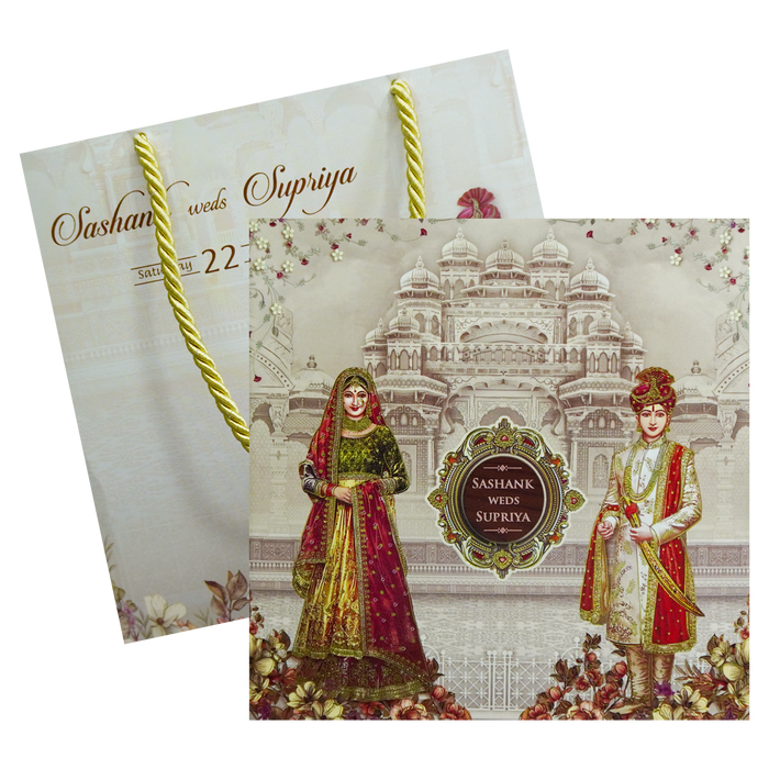 Beige Bride Groom Wedding Box-King of Cards