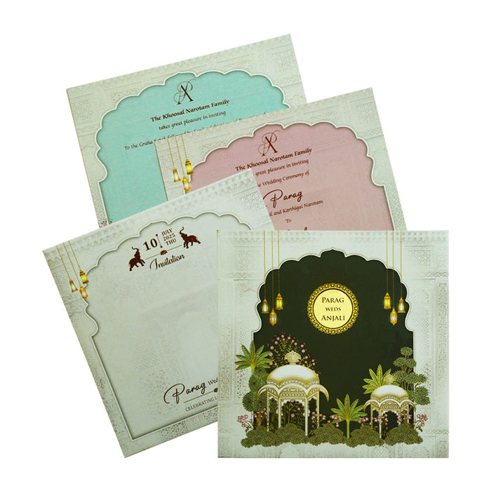 Green Arch Padded Nameplate Invitation Card-King of Cards