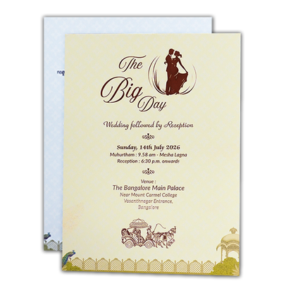 Regal Blue Elephant Gatefold Wedding Card-KNKC4089