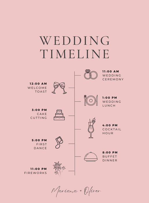 Pink Peonies Wedding Itinerary-King of Cards