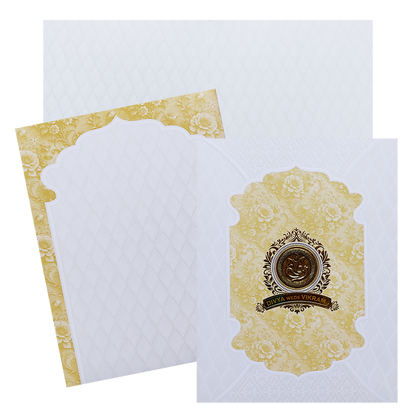 White Embossed Cream Floral Wedding Card-KNJS2084Y