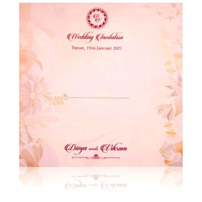 Orange Pastel Floral Padded Invitation Card-KNPO5508O-King of Cards