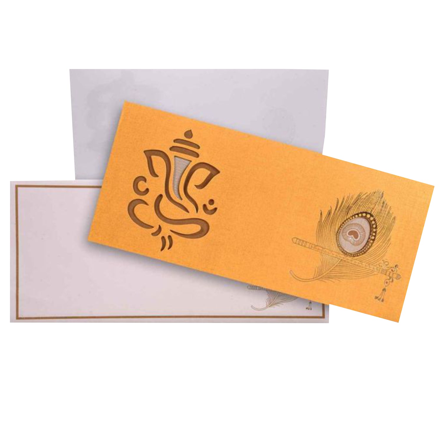 Gold Peacock Design Wth Die Cut Ganesha