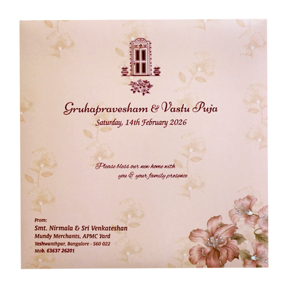 Pink Floral Laser Cut Invitation Card-KNGA7102