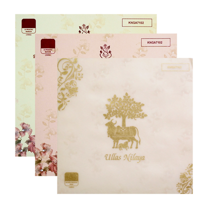 Pink Floral Laser Cut Invitation Card-KNGA7102
