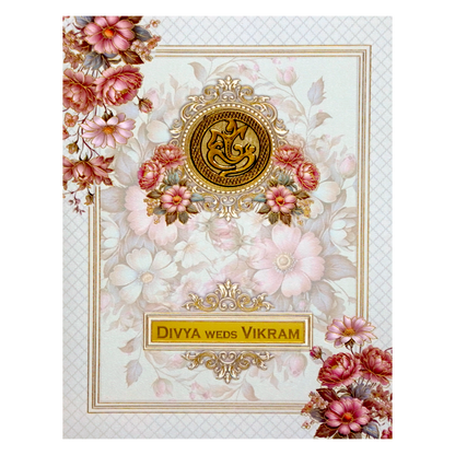 White Gray Floral Design Marriage card-KNKC4076