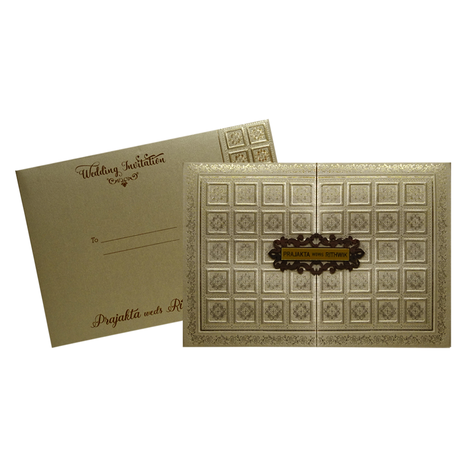 Metallic Light Brown Door Invitation-KSI12610