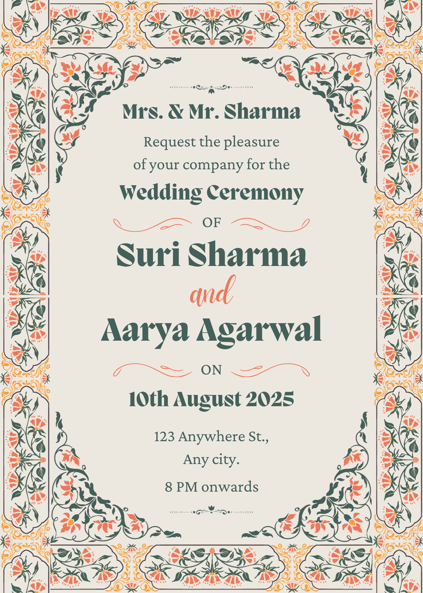 Blue Floral Punjabi Wedding Invitation-AAPUN002