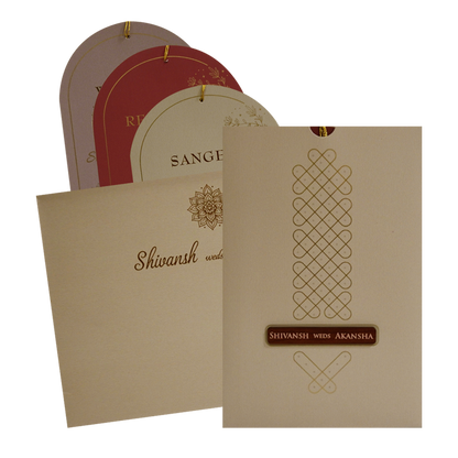 Light Brown Nameplate Wedding Card-King of Cards