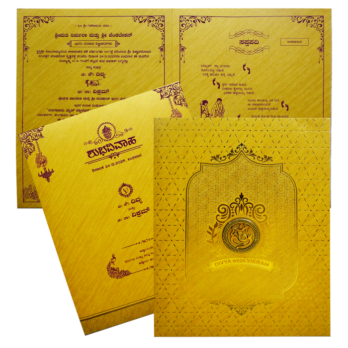 Mustard Yellow Ganesha Wedding Card-King of Cards