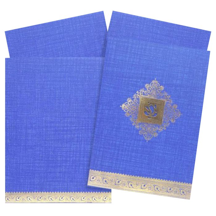 Alluring Blue Shading With Gold foiling Floral Theme Wedding Card-King of Cards