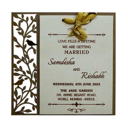 Shimmery Brown MDF Invitation-King of Cards